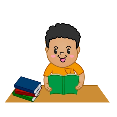 楽しく勉強する男の子のイラスト