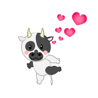 恋する可愛い牛のイラスト