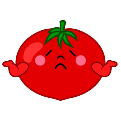 お手上げのトマトキャラのイラスト